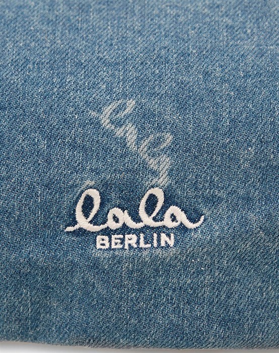 Gili Small Printed Logo Denim Taske - Washed Denim